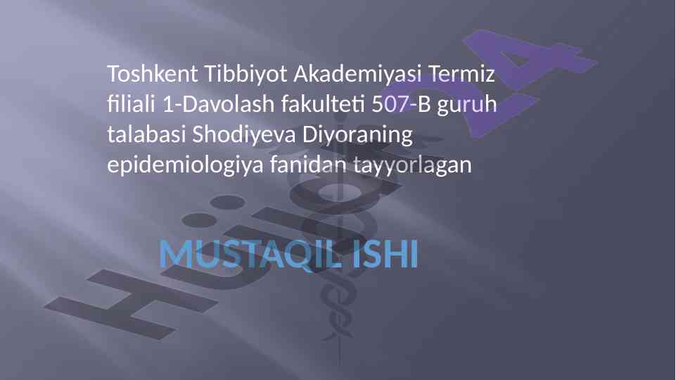 Favqulotda epidemiologik holatlarda chora-tadbirlar