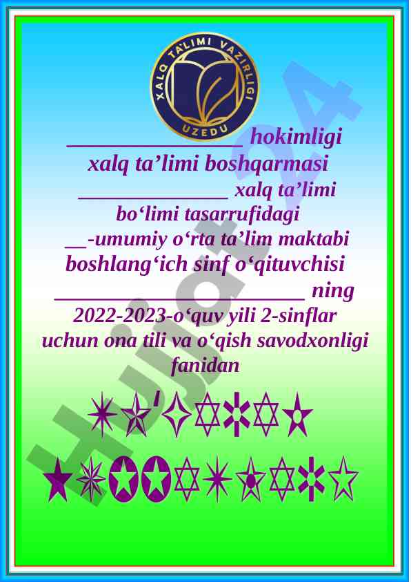 On tili va o'qish savodxonligi bo'yicha ma'lumotlar