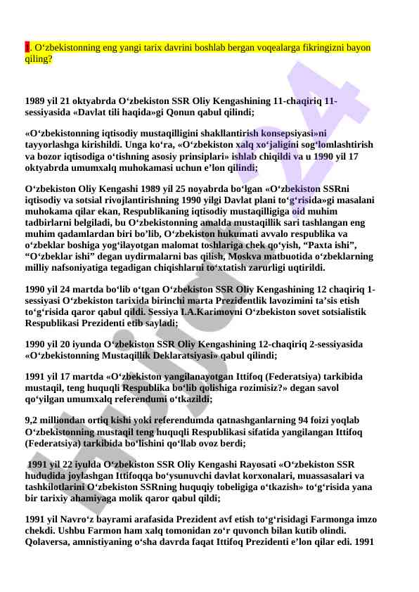 O‘zbekistonning tarixiy o‘zgarishlari haqida fikrlar