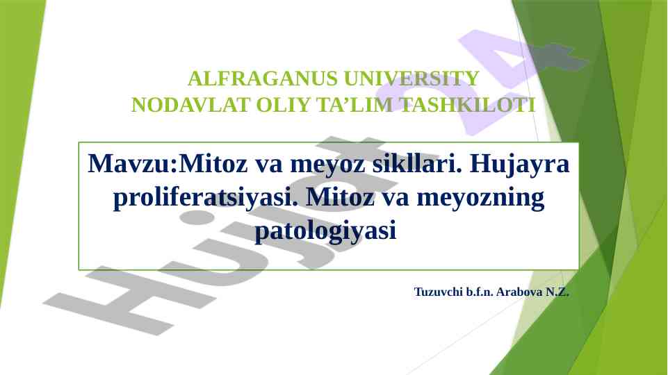 Mitoz va meyoz sikllari hujayra proliferatsiyasi