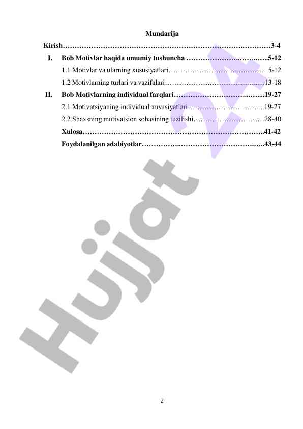 Motivatsiya va faoliyatdagi xatti-harakatlar muammosi