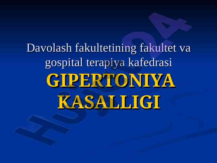 Gipertoniya kasalligi: tarifi va patogenezi