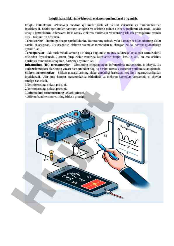 Issiqlik kattaliklarini o‘lchovchi elektron qurilmalar