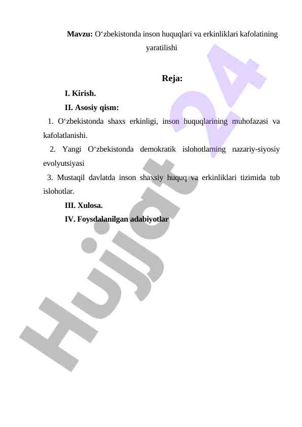 Oʻzbekistonda inson huquqlari va erkinliklari kafolati