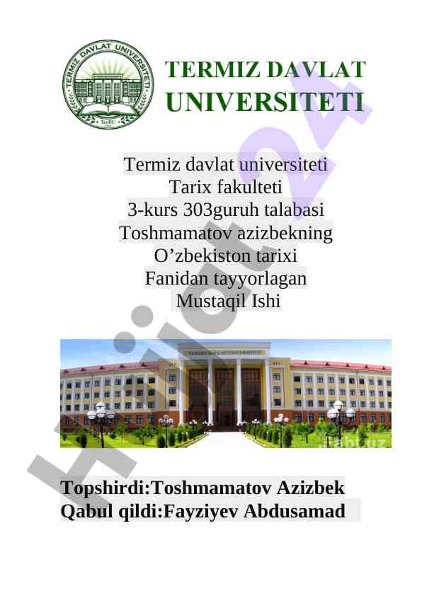 Sharof rashidov hayoti va faoliyati haqida mustaqil ish