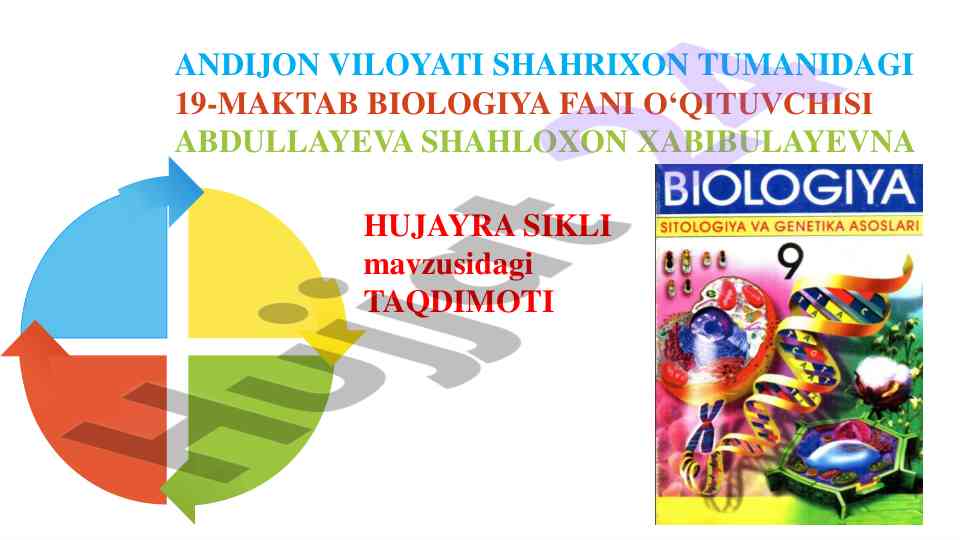 Hujayra sikli mavzusidagi taqdimot