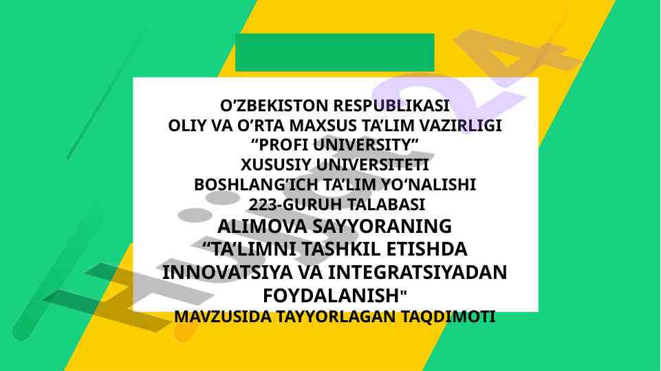 Ta'lim tashkil etishda innovatsiya va integratsiya