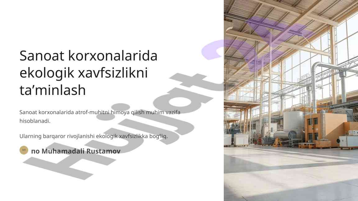 Sanoat korxonalarida ekologik xavfsizlikni taʼminlash