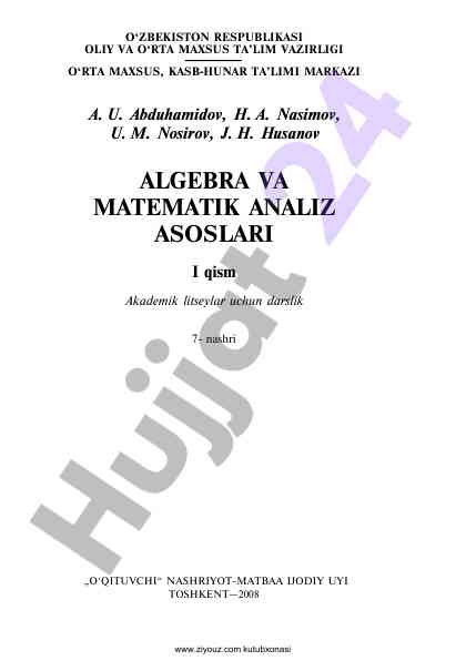 Algebra va matematik analiz asoslari i qism