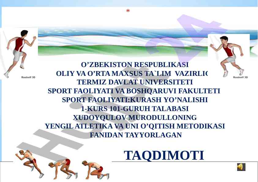 Yengil atletika o'qitish metodikasi taqdimoti