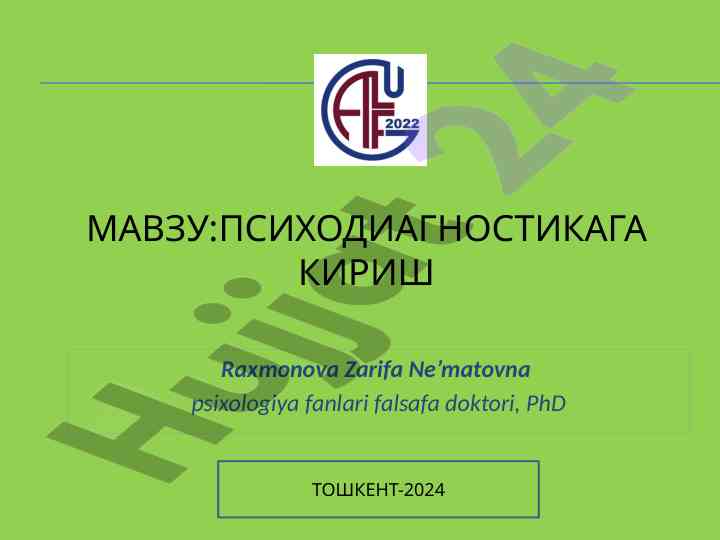 Psixodiagnostika tushunchasi va muammo olish usullari