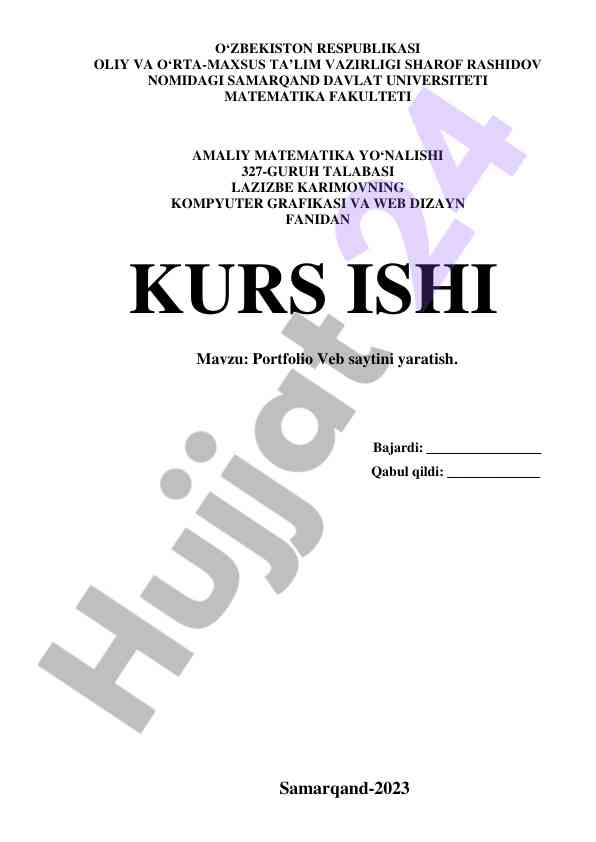 Web saytini yaratish portfolio kurs ishlari
