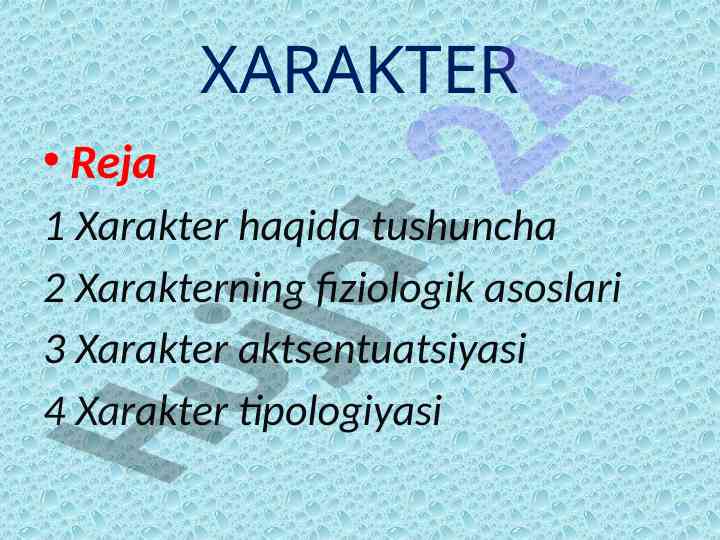 Xarakter psixologiyasi tahlili va asoslari
