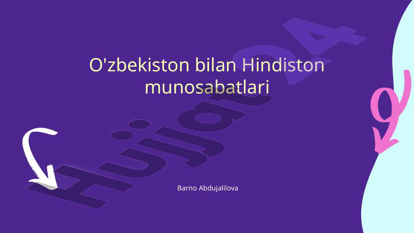 O‘zbekiston bilan hindiston munosabatlari rivojlanishi