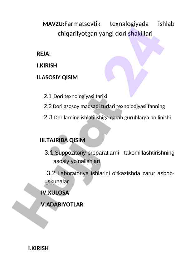 Farmatsevtik texnalogiyada yangi dori shakllari