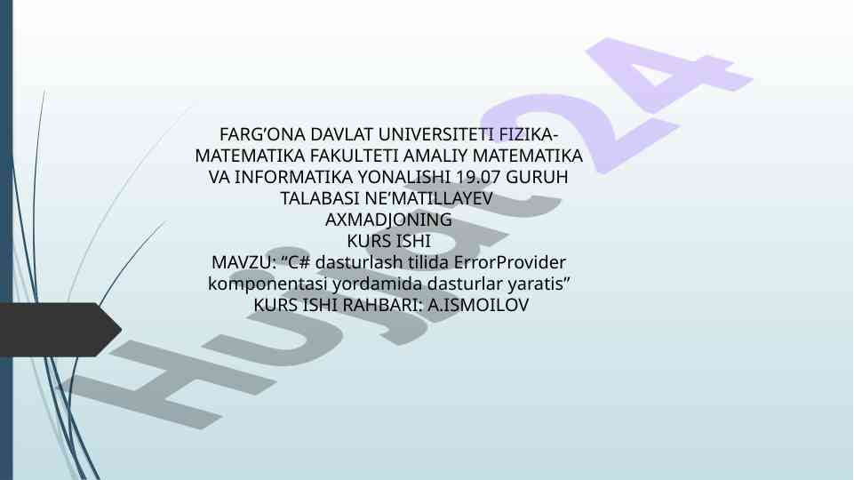 C# dasturlash tili bilimlari va errorprovider