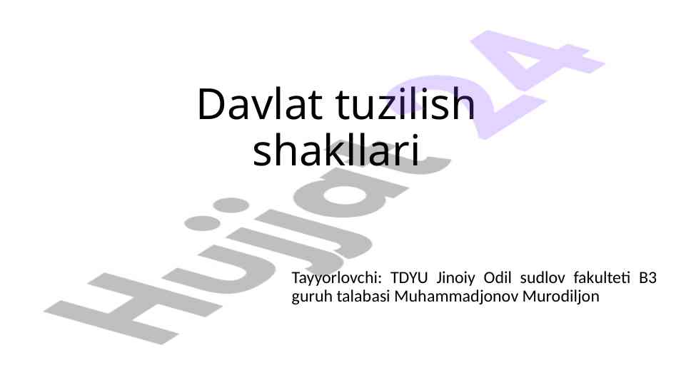 Davlat tuzilish shakllari haqida ma'lumotlar