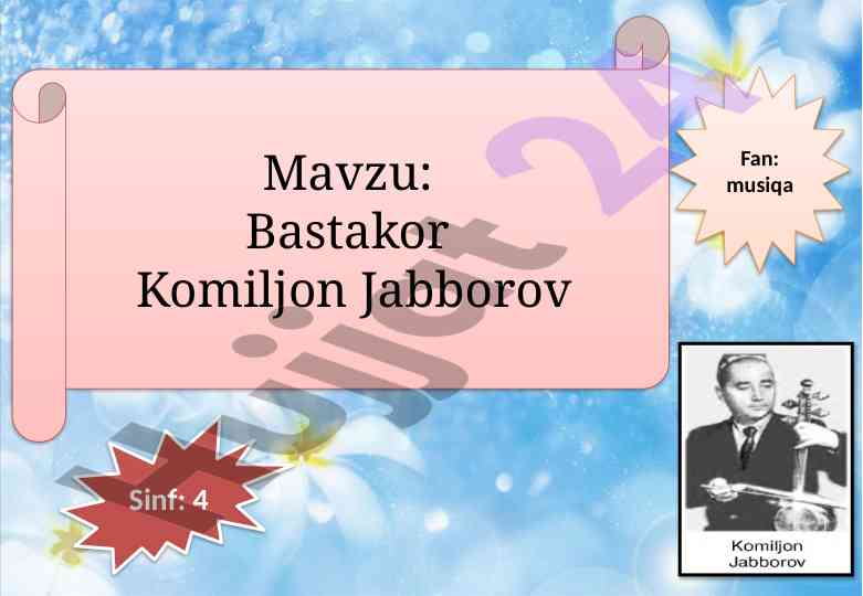 Musiqa madaniyati va bastakorlar haqida dars rejasi