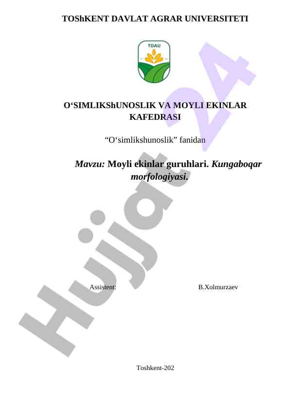 Moyli ekinlar guruhlari va kungaboqar morfologiyasi