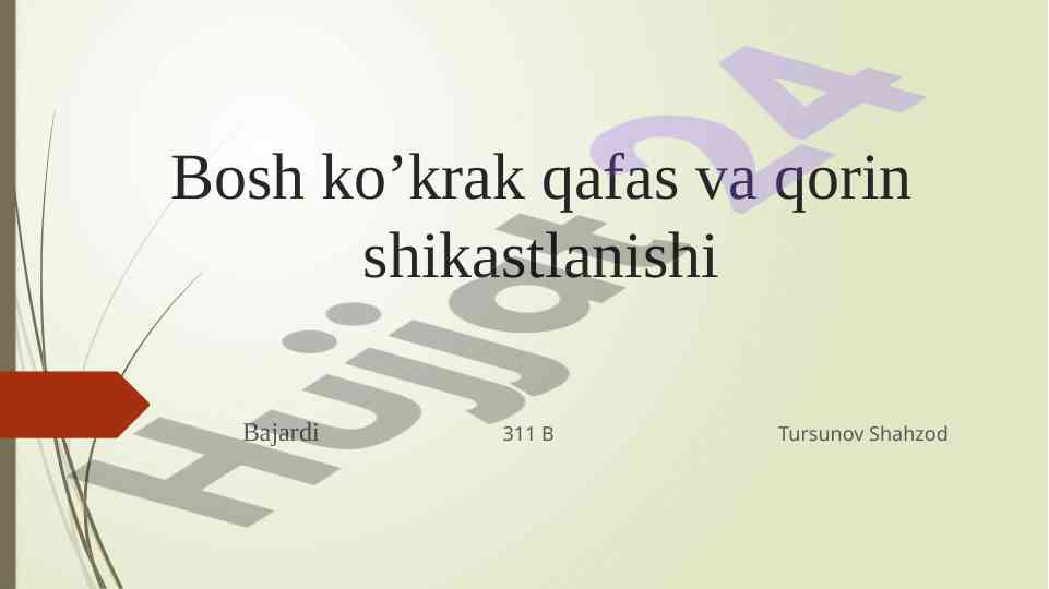 Bosh ko'krak qafasi va qorin shikastlanishi tahlili
