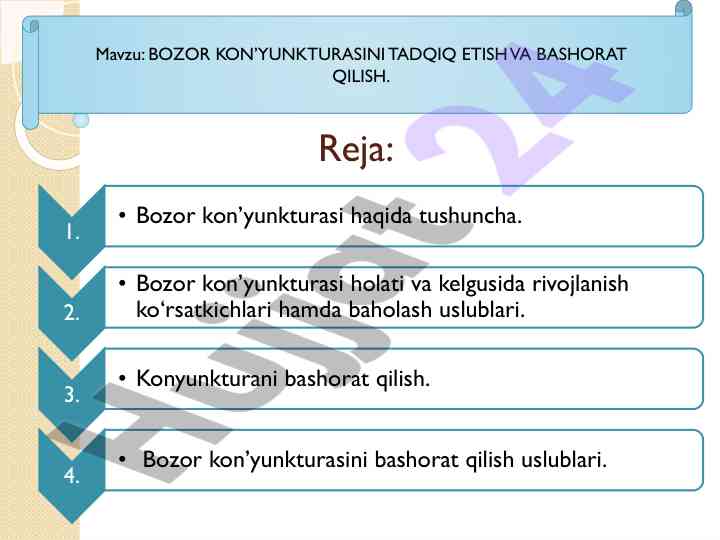 Bozor kon'yunkturasini tadqiq etish va bashorat qilish