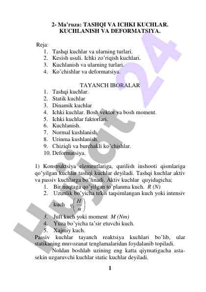 Tashqi va ichki kuchlar: kuchlanish va deformatsiya