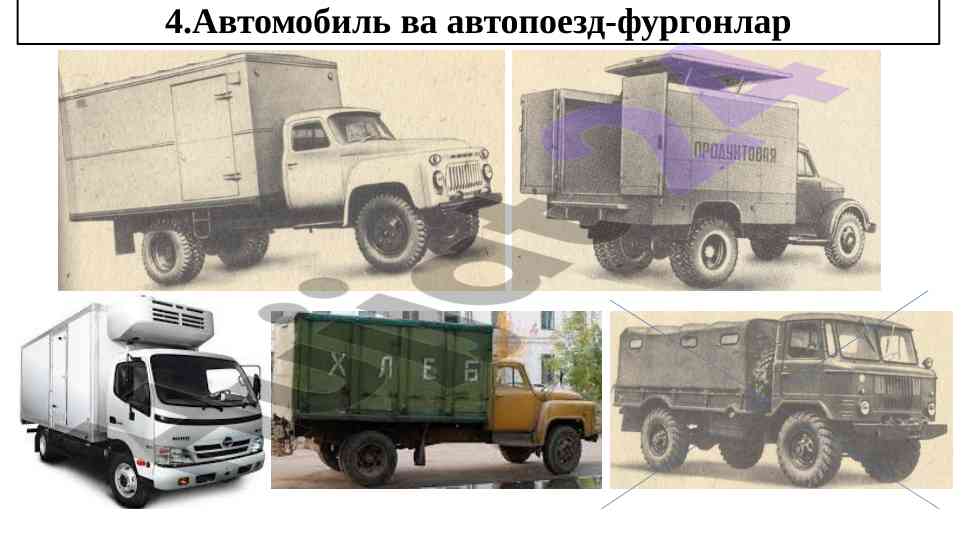 Автомобиль ва автопоезд-фургонлар техникавий характеристикалари