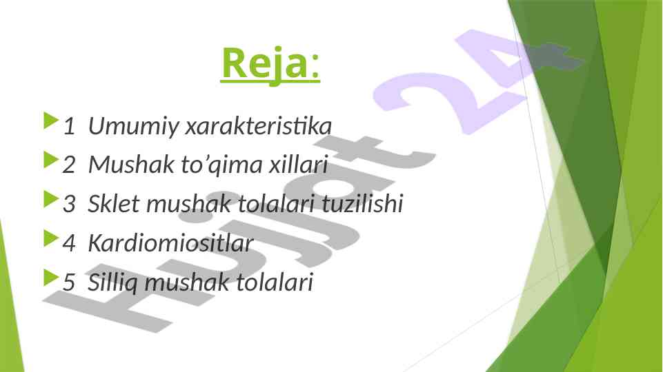Mushak to'qimasi tahlili va tuzilishi