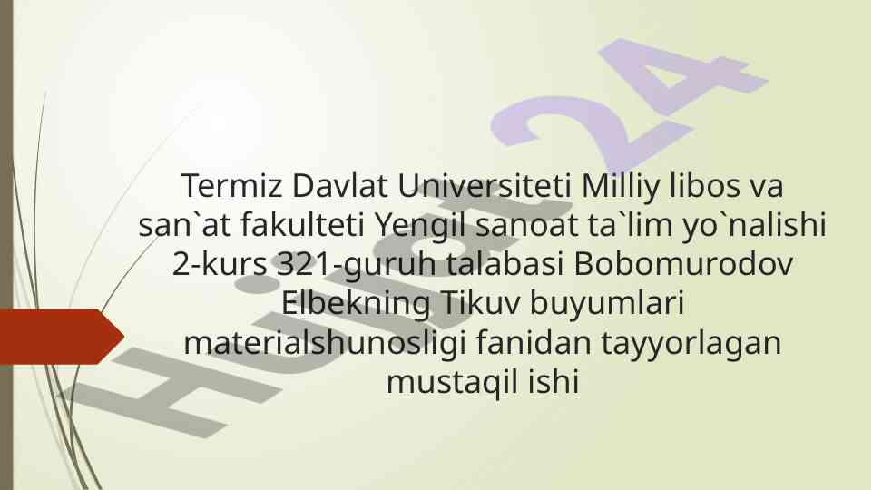 Tola moddalarining molekula tuzilishi haqida mustaqil ish