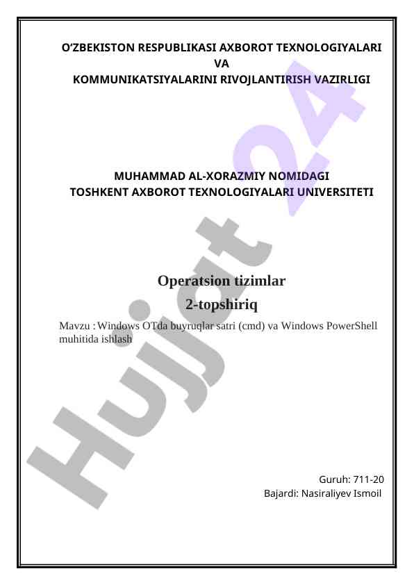 Windows operatsion tizimida buyruqlar satri ishlash