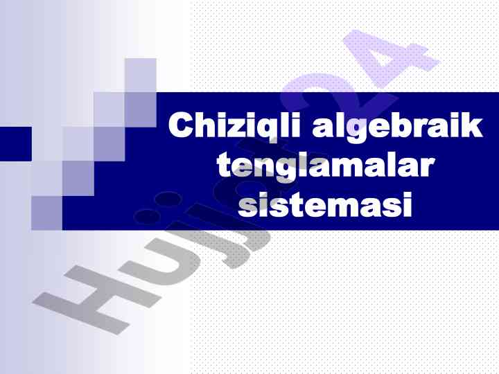 Chiziqli algebraik tenglamalar sistemasining ommaviy asoslari