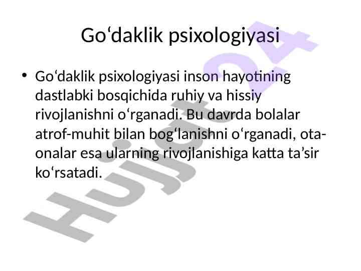 Godaklik psixologiyasi va onga ta’siri