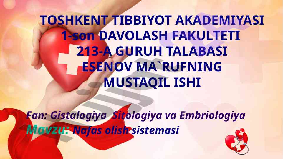 Nafas olish sistemasi va funksiyalari