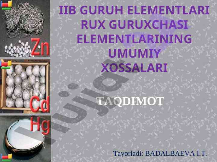 Ruх guruxchasi elеmеntlаrining umumiy xossalаri