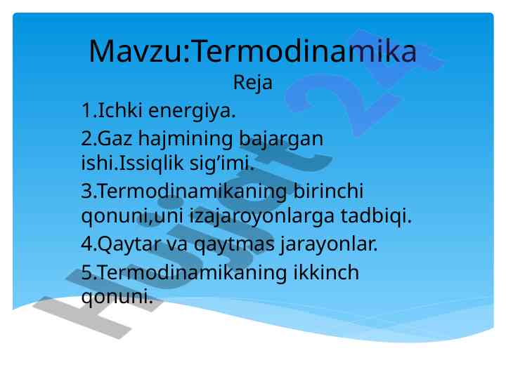 Termodinamika asoslari va qonunlari