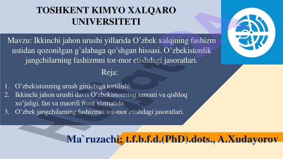 Ikkinchi jahon urushi o’zbek xalqining hissasi