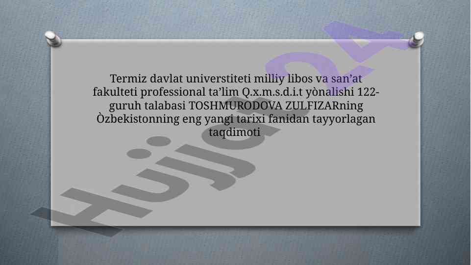 Oʻzbekiston respublikasi prezidentlik instituti taqdimoti