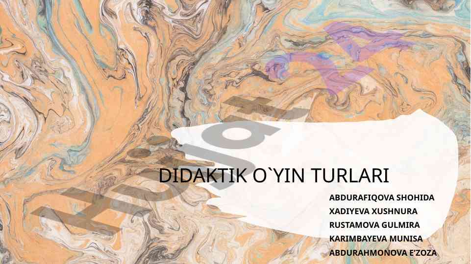 Didaktik o’yin turlari va ahamiyati