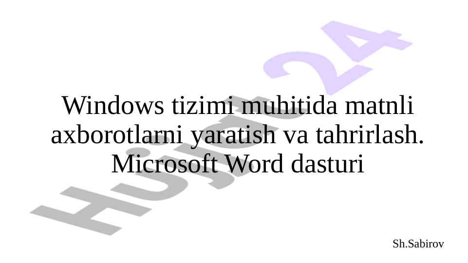 Microsoft word dasturida matnli axborotlarni tahrirlash