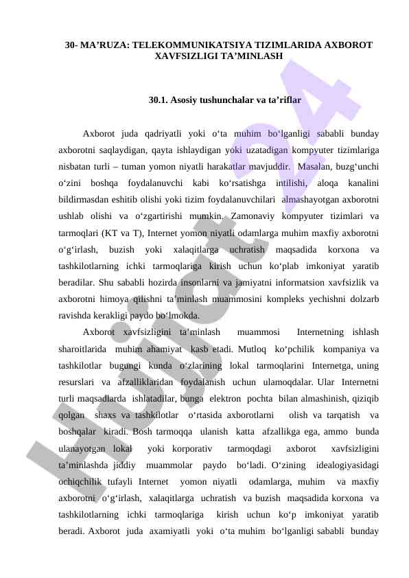 Axborot xavfsizligini ta’minlash tizimlari