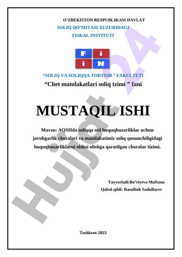 Aqshda soliqqa oid huquqbuzarliklar va choralar