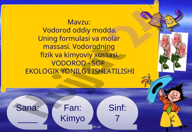 Vodorod oddiy modda fizik va kimyoviy xossalari