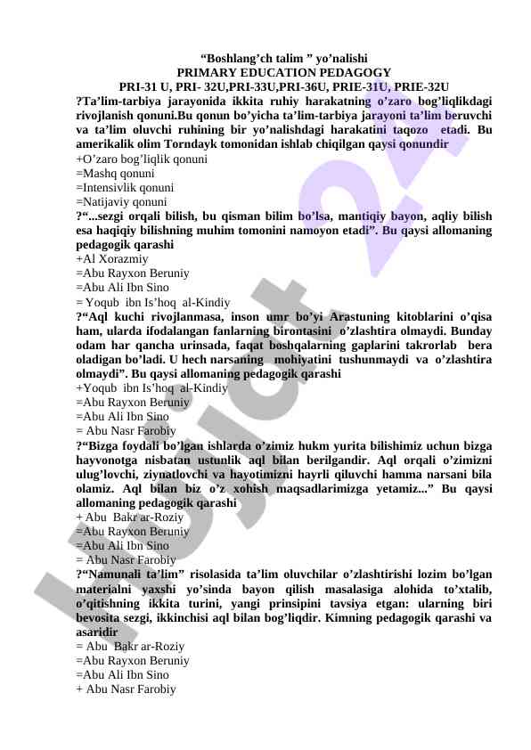 Pedagogik qonunlar va tarbiyaviy jarayonlar