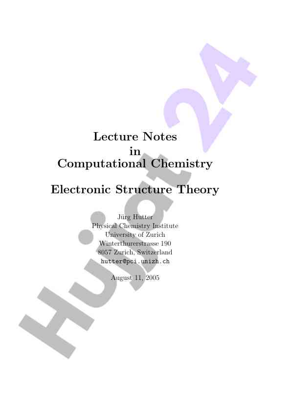 Lecture notes in computational chemistry overview