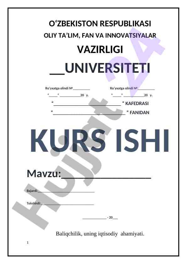Baliqchilik Va Iqtisodiy Ahamiyati