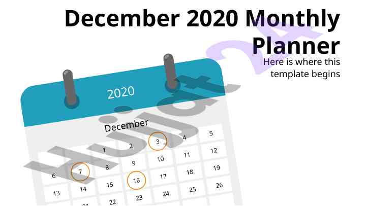 December 2020 monthly planner template