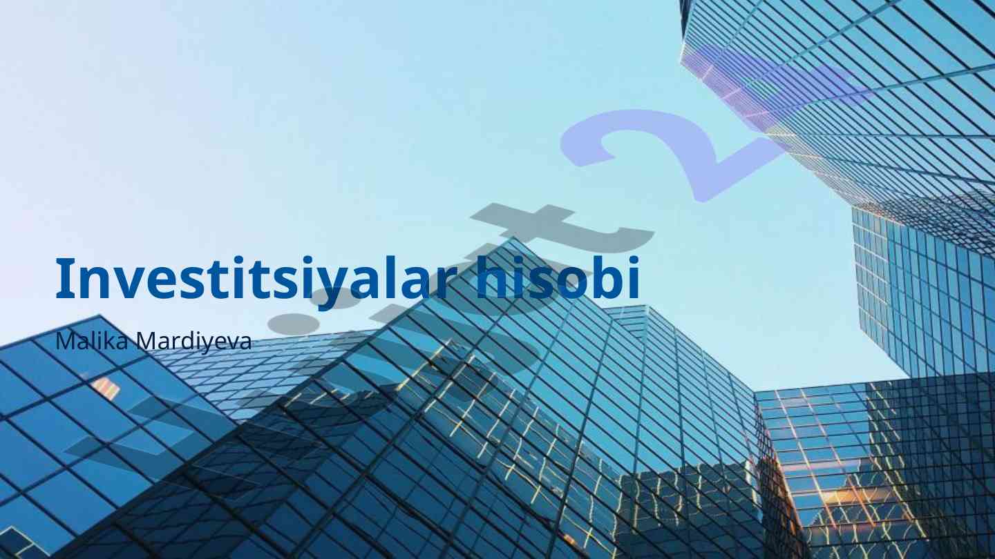 Investitsiyalar hisobi asosiy tushunchalari va prinsiplari