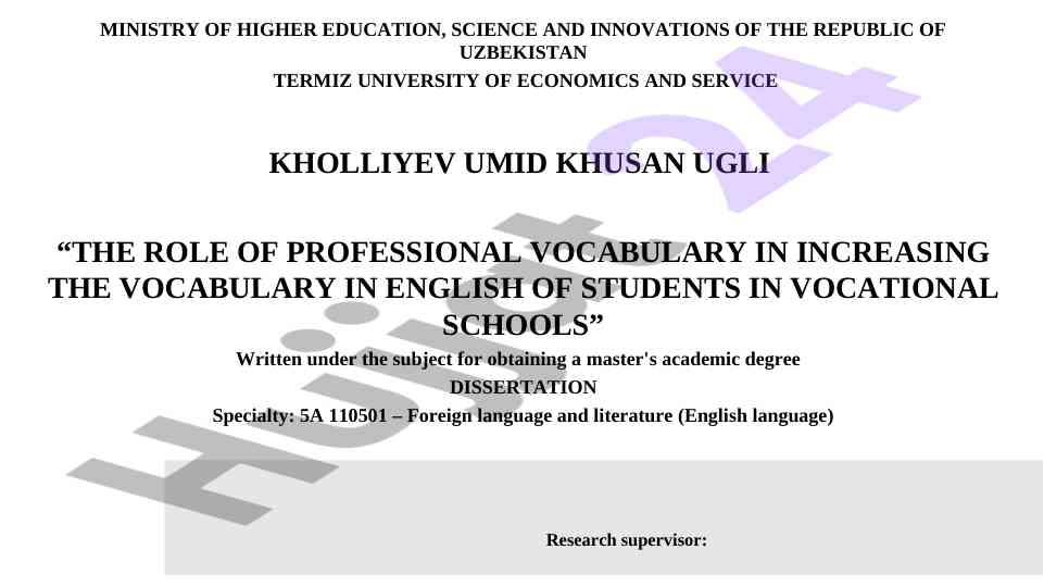 The role of professional vocabulary in english learning