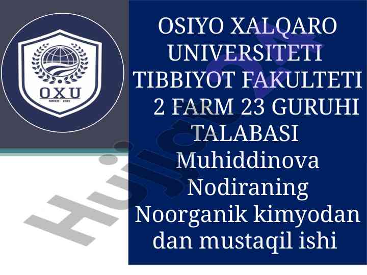Metallar haqida malumotlar va kimyo xususiyatlari