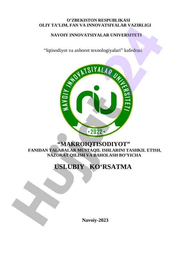 Makroiqtisodiyot fanidan mustaqil ishlar uslubi